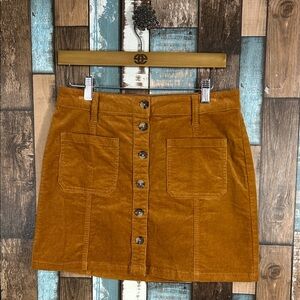 SO Tan Button-Front Mini Skirt